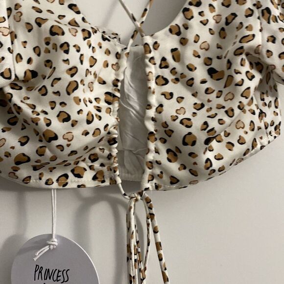Princess Polly STARLING CROP TOP BEIGE LEOPARD US 12 XXL NWT - Picture 8 of 8